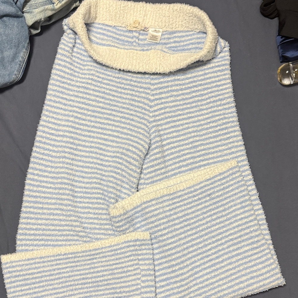 Cozy Striped Sweater - Blue and Cream